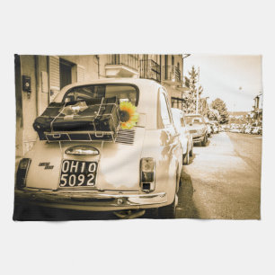 Vintage Fiat 500 en toallas de té de Italia