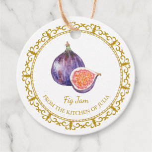 Vintage Fig casero Jam Hang Etiqueta l Blanco