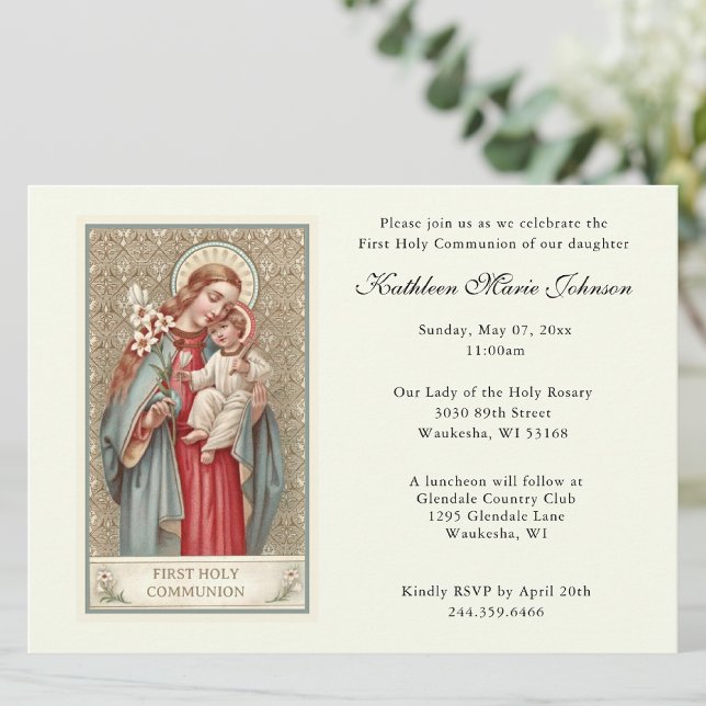 Vintage First Holy Communition Invitaciones (Subido por el creador)