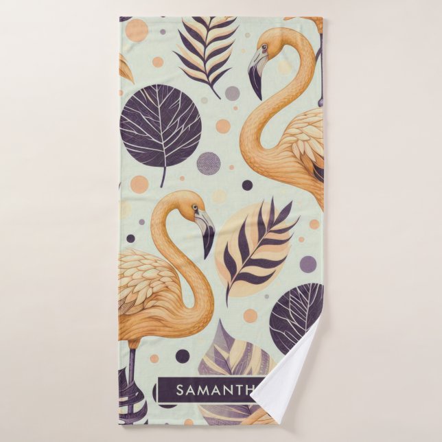 Vintage Flamingo Seamless (Toalla de baño)