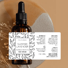 Vintage Floral 1 OZ Etiqueta del frasco del suero 