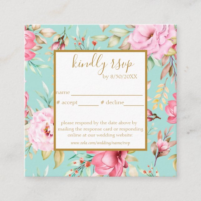 Vintage floral boda rsvp tarjeta de gabinete (Anverso)