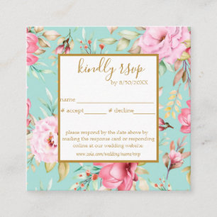 Vintage floral boda rsvp tarjeta de gabinete