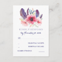 Vintage Floral Boho Wedding RSVP