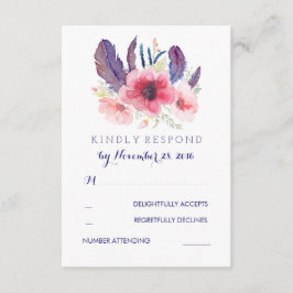 Vintage Floral Boho Wedding RSVP