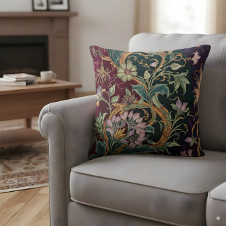 Vintage Floral Cojín decorativo Purple Green Gold
