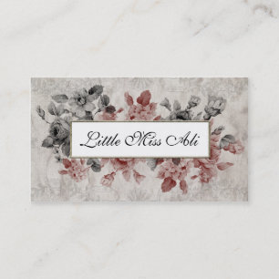 Vintage floral en tarjeta de visita de lino