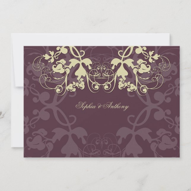 Vintage Floral Flourish Ash Wedding Invitación (Anverso)