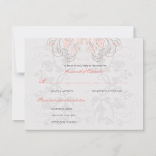 Vintage Floral Flourish Baby Pink (R) Tarjeta RSVP
