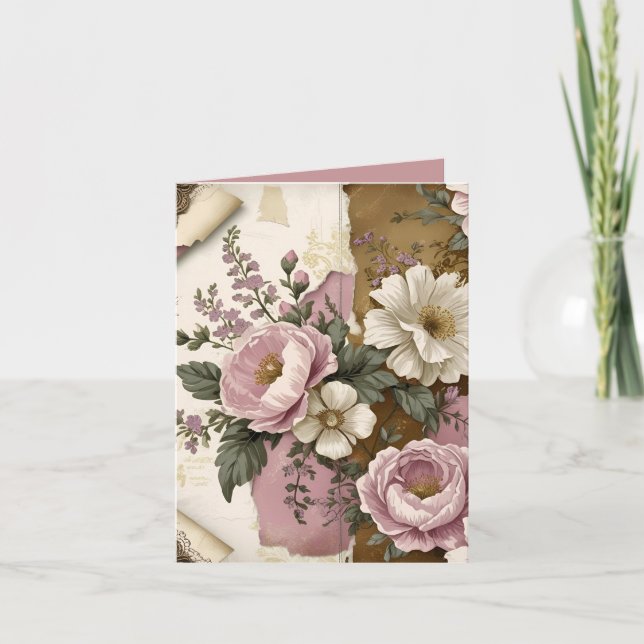 Vintage Floral - Folded Note Card (Anverso)