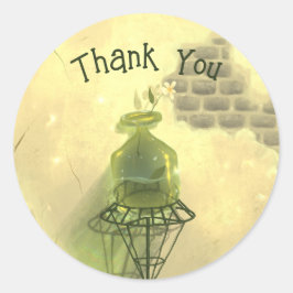 Vintage Floral Gracias Pegatina Etiqueta Redonda V