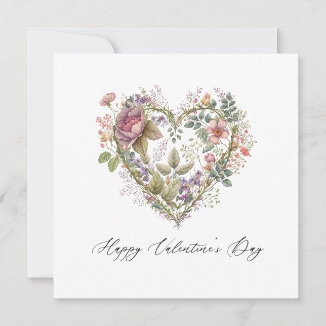 Vintage Floral Heart Valentines Card (Anverso)