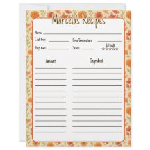 Vintage Floral Mexicana Receta Páginas de Binder