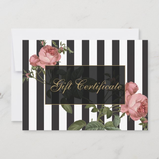 Vintage Floral Striped Salon Gift Certificado (Anverso)