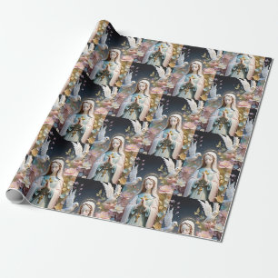 Vintage Floral Virgin Mary Regalo Papel de envolve