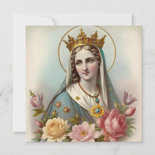Vintage Floral Virgin Mary Tarjeta de Saludo