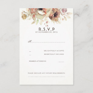 Vintage Floral Watercolor Wedding Tarjetas RSVP