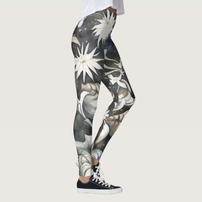 Vintage Floral Whimsical Art Leggray Leggings (Derecha)