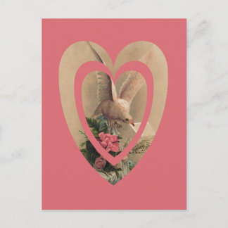 Vintage Floral White Dove Con Nota En El Corazón