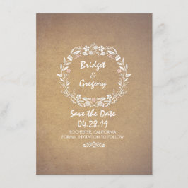 Vintage Floral Wreath Guardar las invitaciones de