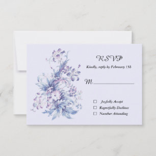 Vintage. Flores azules y lilas Tarjeta RSVP