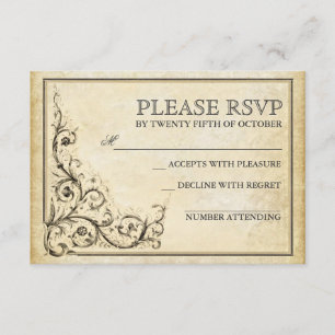 Vintage flourils swift boda tarjetas RSVP