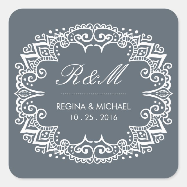 Vintage Flourish Swirl Curl Wedding Favor Pegatina (Anverso)