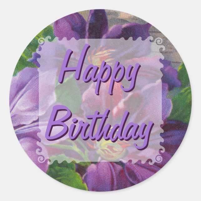 Vintage Flower Birday Pegatinas (Anverso)