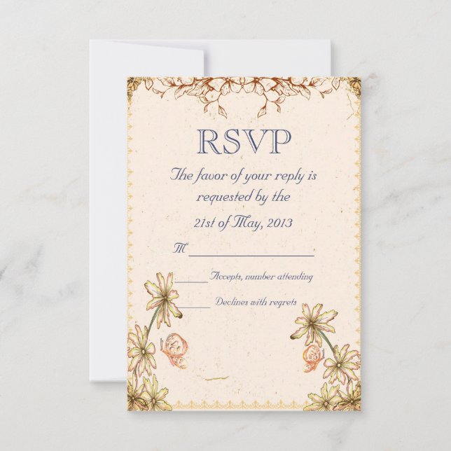 Vintage Flowers Wedding RSVP (Anverso)