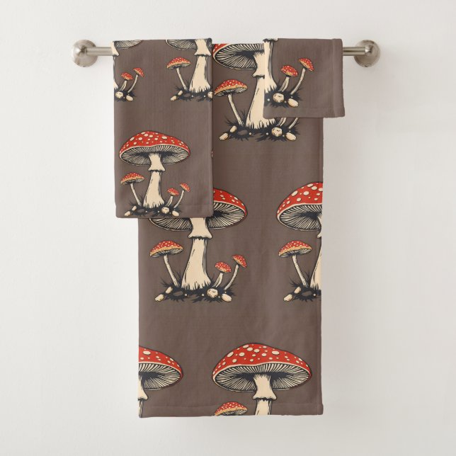 Vintage Fly Agaric Mushrooms On Earth Background (In situ)