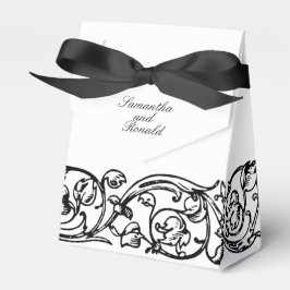 Vintage Formal Elegante Caja de Favores Blanco y N