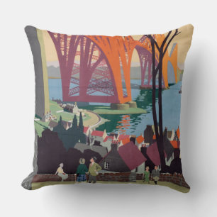 Vintage Forth Bridge Scotland Rail Cojín decorativ