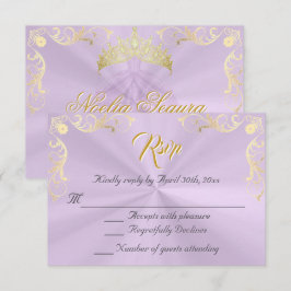 Vintage Frame Quinceanera RSVP - Lavender/Gold
