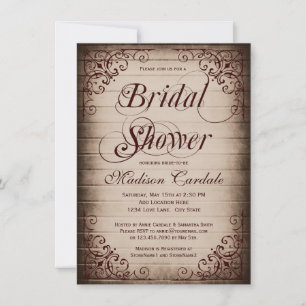 Vintage Frame Rustic Bridal Shower Invitaciones