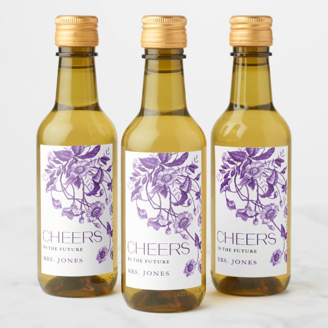 Vintage French Toile Floral Bridal Shower Chepers (Botellas)