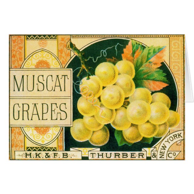 Vintage Fruit Crate Art, Uvas Mascate (Anverso (Horizontal))
