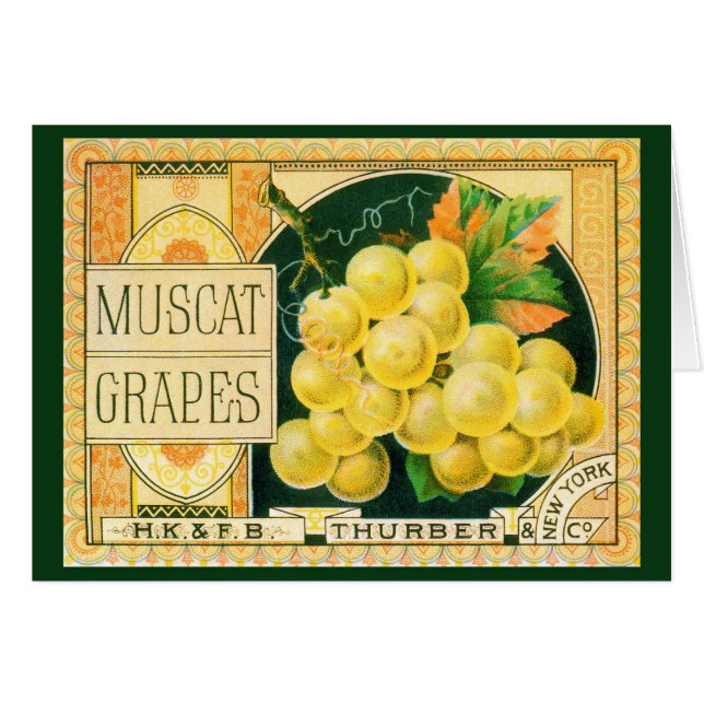 Vintage Fruit Crate Art, Uvas Mascate (Anverso (Horizontal))