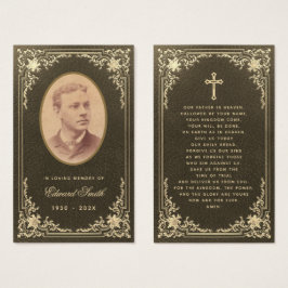 Vintage Funeral Black Gold Memorial Card