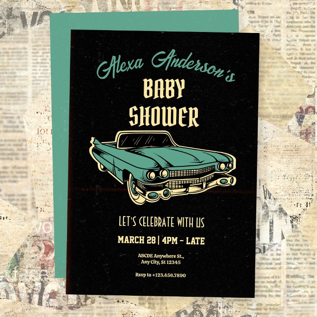 Vintage Garage Car baby ducha Invitación (Subido por el creador)