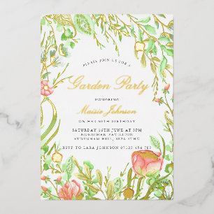 Vintage Garden Fiesta Invitación de cumpleaños Gol