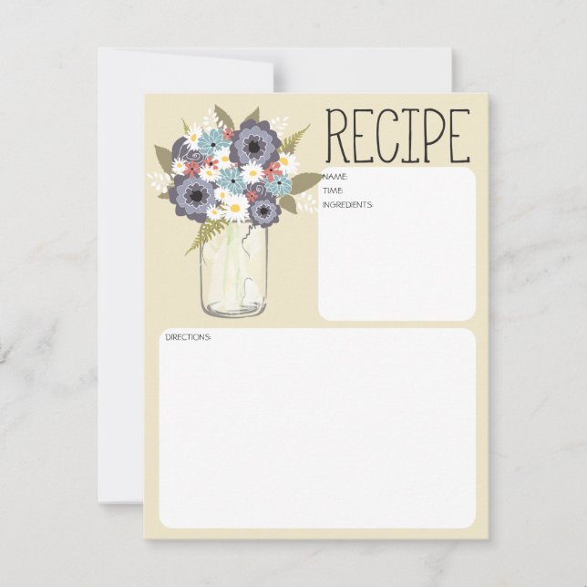 Vintage Garden Mason Jar | Tarjeta de receta (Anverso)