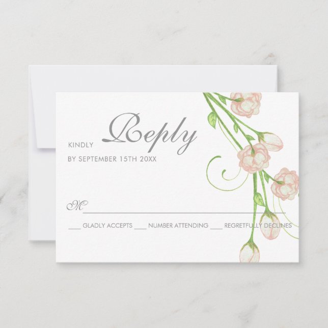 Vintage Garden Rosas - Tarjeta RSVP (Anverso)