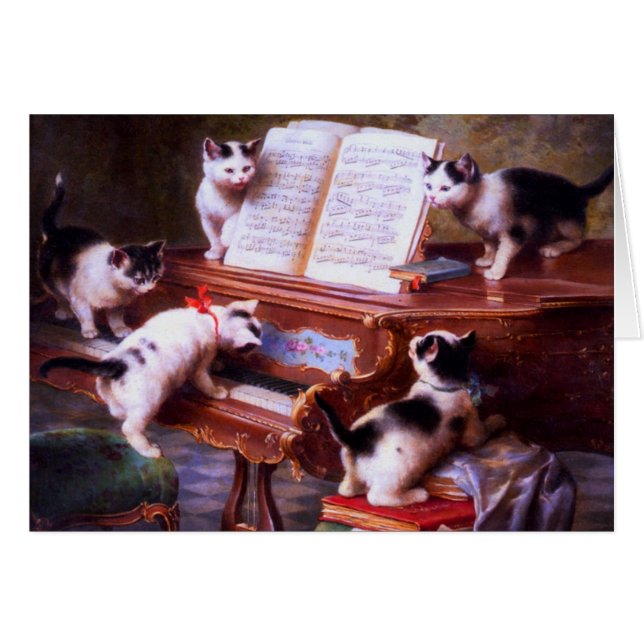 Vintage - gatitos en el juego en un piano, (Anverso (Horizontal))