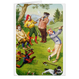 Vintage - gatos Golfing,