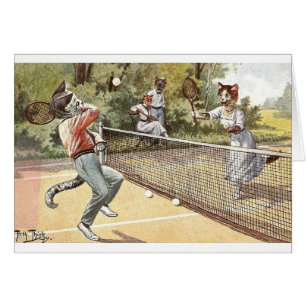 Vintage - gatos que juegan a tenis,