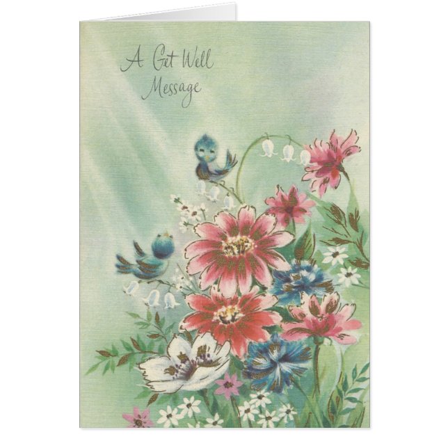 Vintage Get Well Bird Card (Frente)