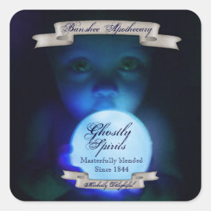 Vintage Ghostly Spirit Pegatinas de botellas de Ha