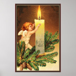 Vintage, Glaedelig, obra de arte noruega de 1906,
