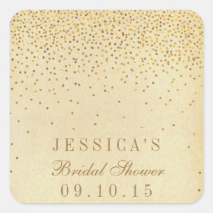 Vintage Glam Gold Confetti Bridal Shower Pegatinas