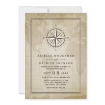Vintage Globe Nautical Compass Invitaciones a la b